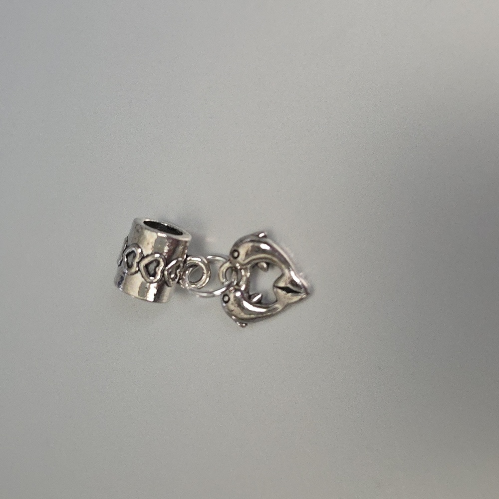 Dolphin Heart Charm for European Style Bracelets Fits Pandora Systems